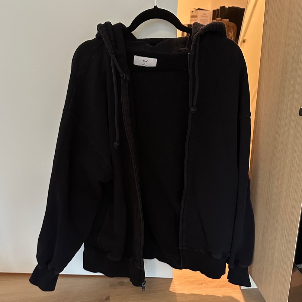 TNA Oversized Black Full-Zip Hoodie